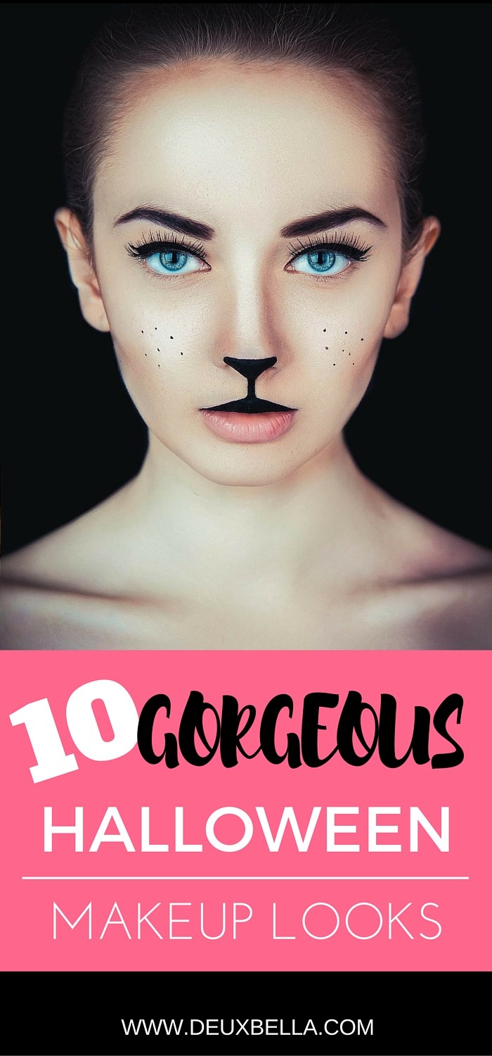 10 gorgeous halloween makeup looks! Cheetah makeup, spider girl makeup, deer makeup, doe makeup, fawn makeup, fairy makeup, pop art makeup, fairy makeup, unicorn makeup, mermaid makeup, sugar skull makeup. Love this site with all of the gorgeous inspiration.
