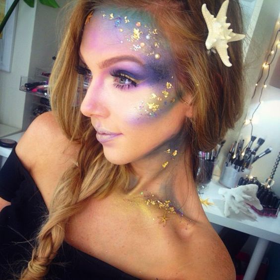Gorgeous Mermaid Halloween Makeup. 10 gorgeous halloween makeup looks! Cheetah makeup, spider girl makeup, deer makeup, doe makeup, fawn makeup, fairy makeup, pop art makeup, fairy makeup, unicorn makeup, mermaid makeup, sugar skull makeup. Love this site with all of the gorgeous inspiration.