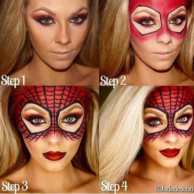 Spider Girl Tutorial. 10 gorgeous halloween makeup looks! Cheetah makeup, spider girl makeup, deer makeup, doe makeup, fawn makeup, fairy makeup, pop art makeup, fairy makeup, unicorn makeup, mermaid makeup, sugar skull makeup. Love this site with all of the gorgeous inspiration.