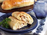 Football season food, chicken calzone, chicken cordon bleu